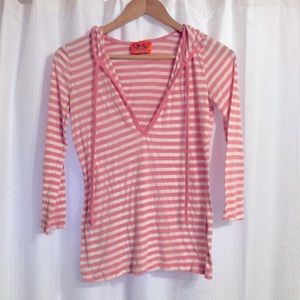 Juicy couture 3/4 sleeve striped hoodie shirt